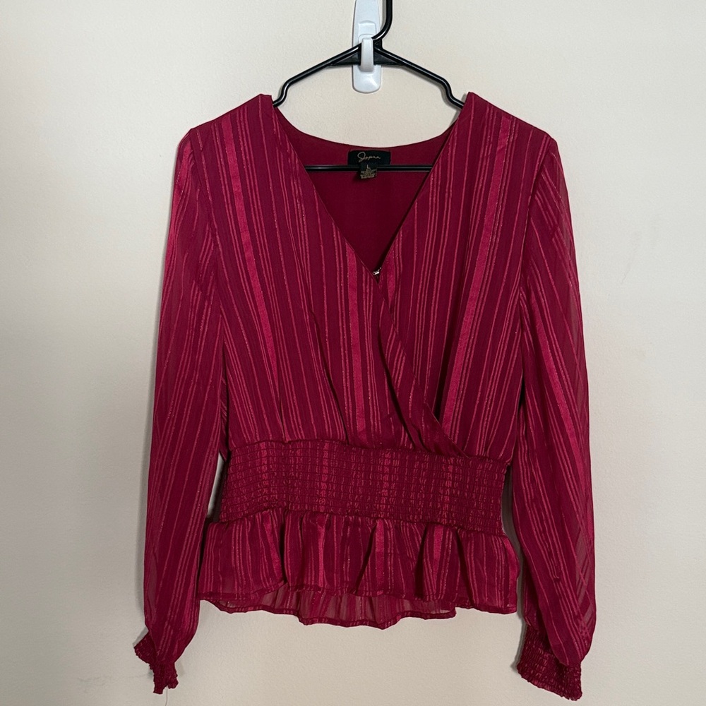 Japna Burgundy Striped Blouse